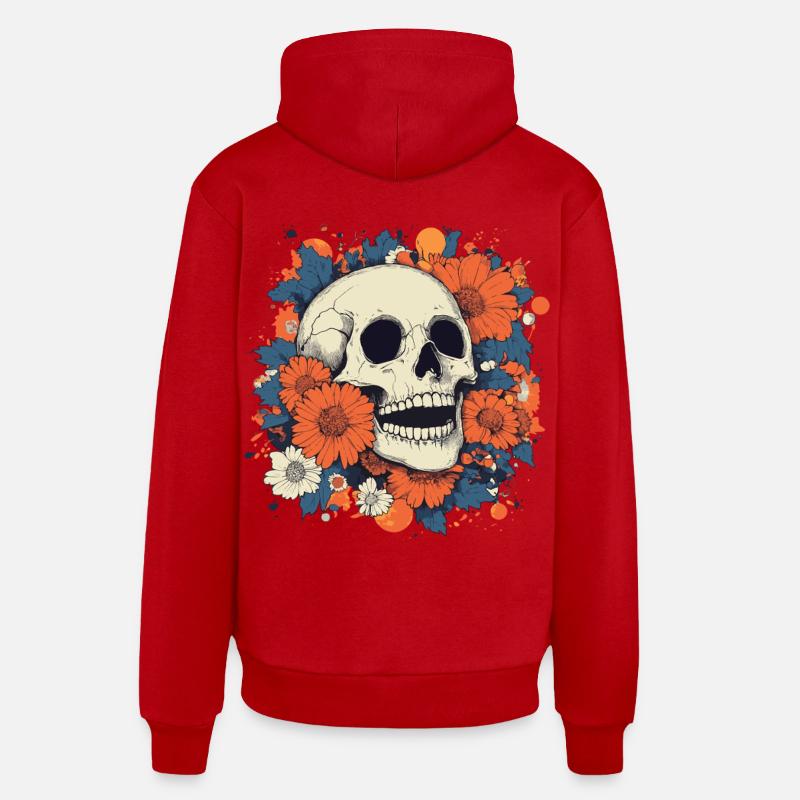 Crâne Pop Art avec des fleurs colorées Sweat à capuche bio décontracté fabriqué en UE