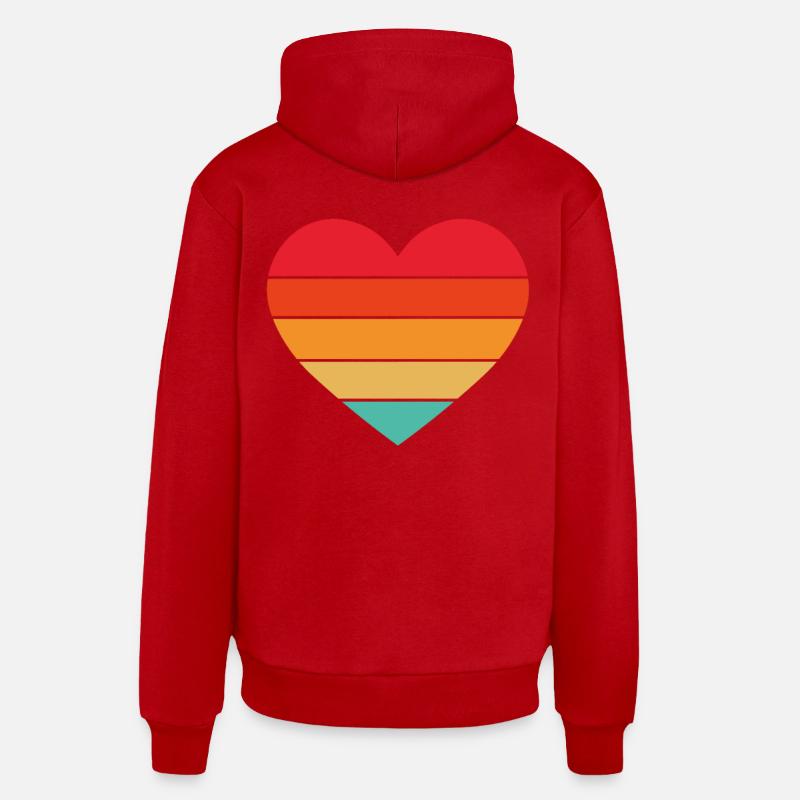 Coeur Retro Sunset coeur - Sweat à capuche bio décontracté fabriqué en UE - rouge
