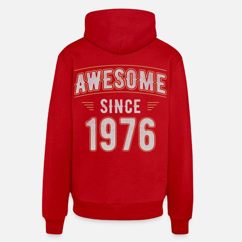 Awsome since 1976 Anniversaire - Sweat à capuche bio décontracté fabriqué en UE - rouge
