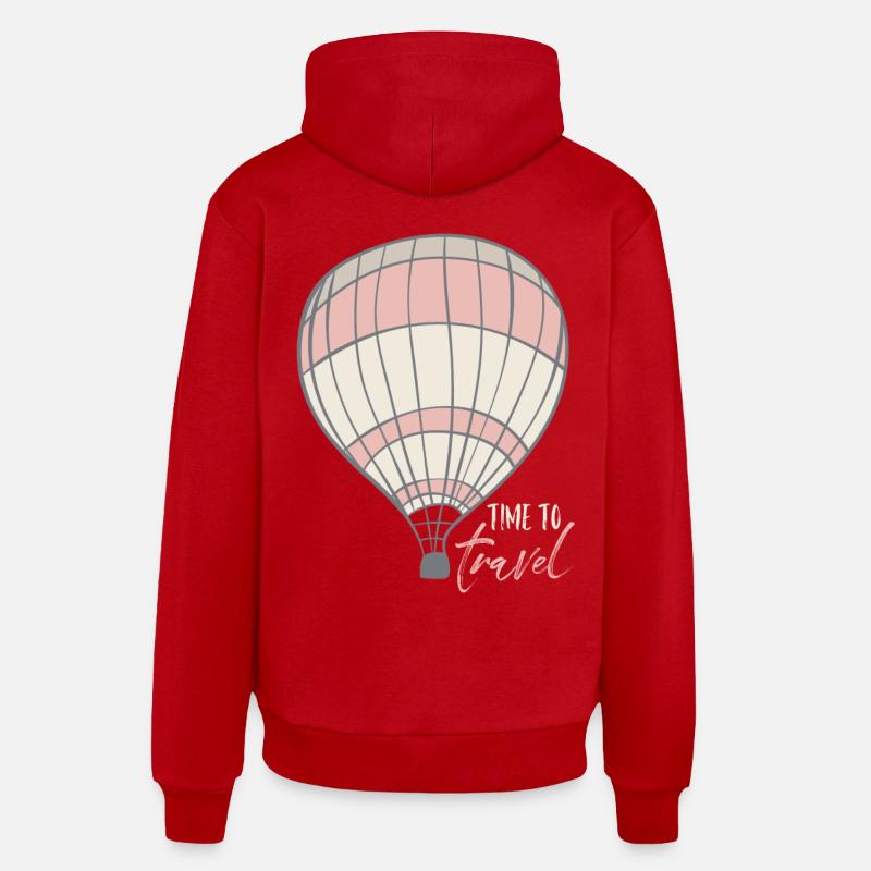 Tour du monde en montgolfière - Sweat à capuche bio décontracté fabriqué en UE - rouge