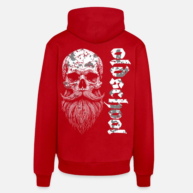 Crâne barbu à l’ancienne - Sweat à capuche bio décontracté fabriqué en UE - rouge