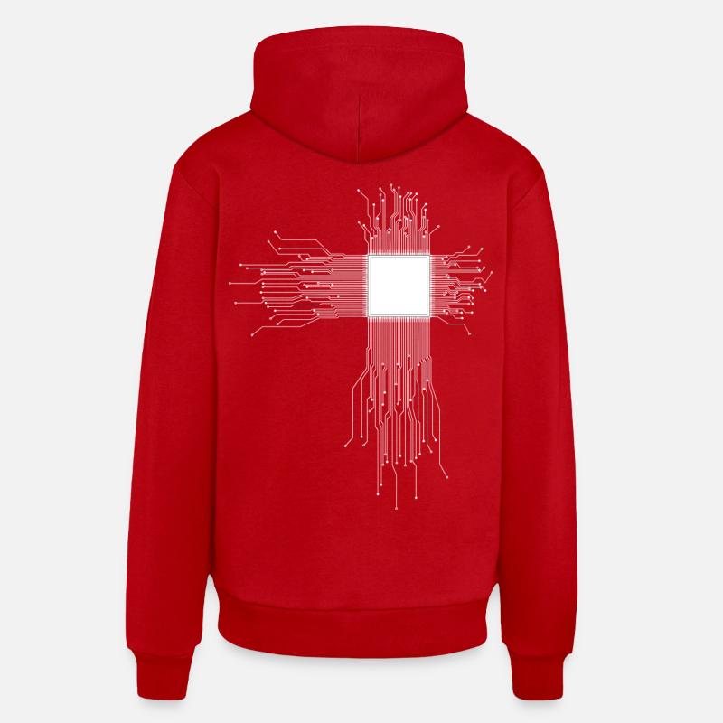 Processeur CPU - Sweat à capuche bio décontracté fabriqué en UE - rouge