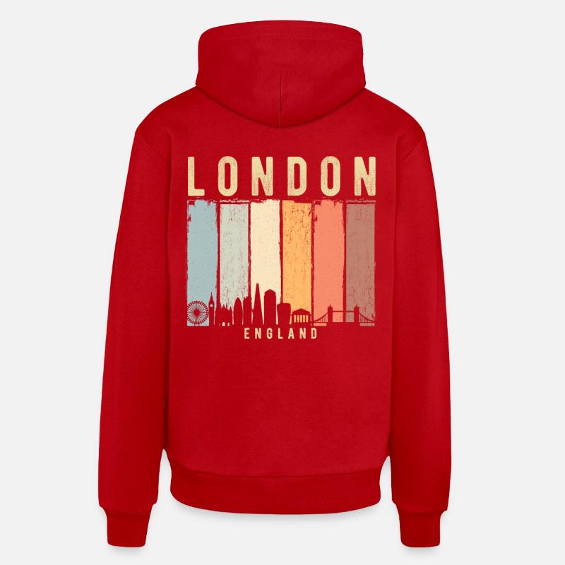 Londres Skyline - Sweat à capuche bio décontracté fabriqué en UE - rouge
