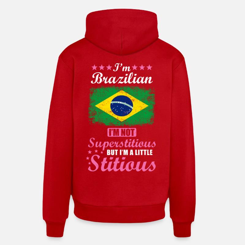 Cadeau brésilien drôle disant Brésil - Sweat à capuche bio décontracté fabriqué en UE - rouge