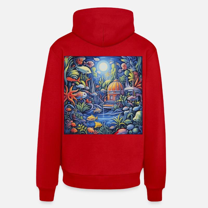 Aquarium - Sweat à capuche bio décontracté fabriqué en UE - rouge