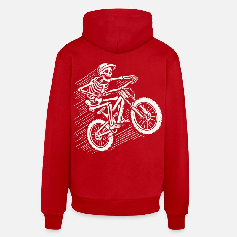 Skeleton Vélo Aventure VTT Rétro - Sweat à capuche bio décontracté fabriqué en UE - rouge