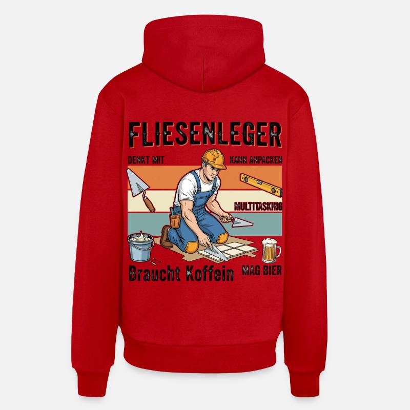 Le carreleur - Sweat à capuche bio décontracté fabriqué en UE - rouge