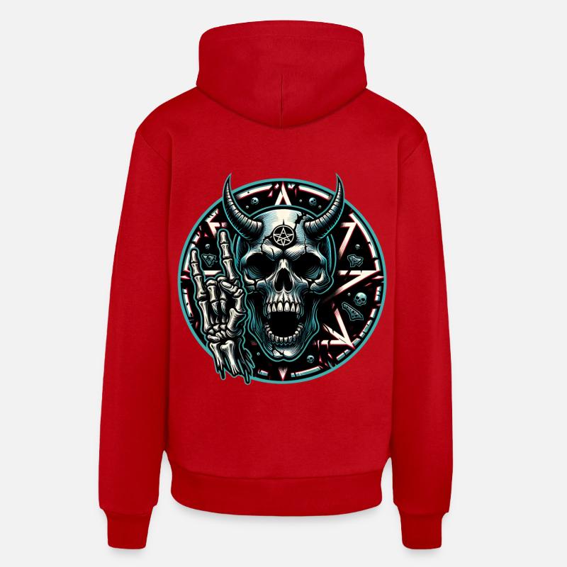 Skull mit Hörnern Pentagramm macht devil horns Organic Relaxed Hoodie Made in EU