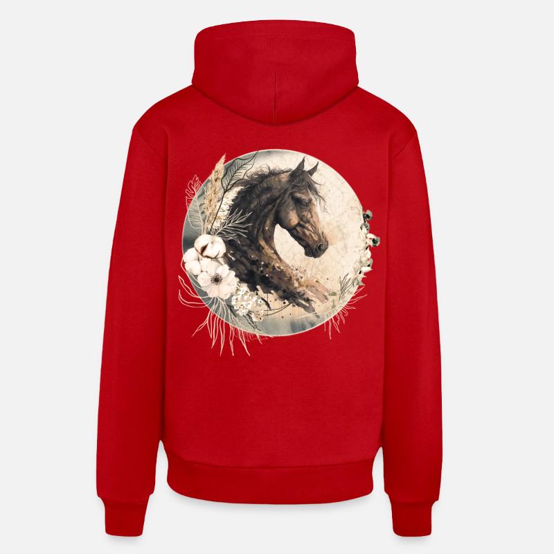 Cheval Boho - Sweat à capuche bio décontracté fabriqué en UE - rouge