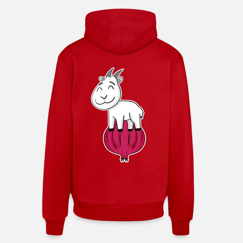 Oignon Chèvre Chèvre - Sweat à capuche bio décontracté fabriqué en UE - rouge