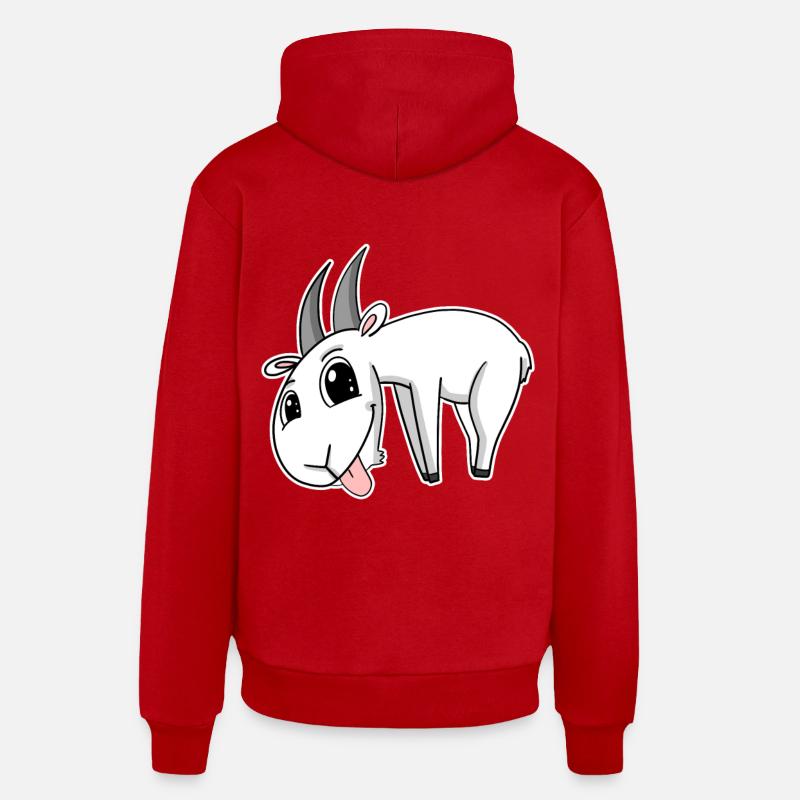 Chèvre Chèvre Buck - Sweat à capuche bio décontracté fabriqué en UE - rouge