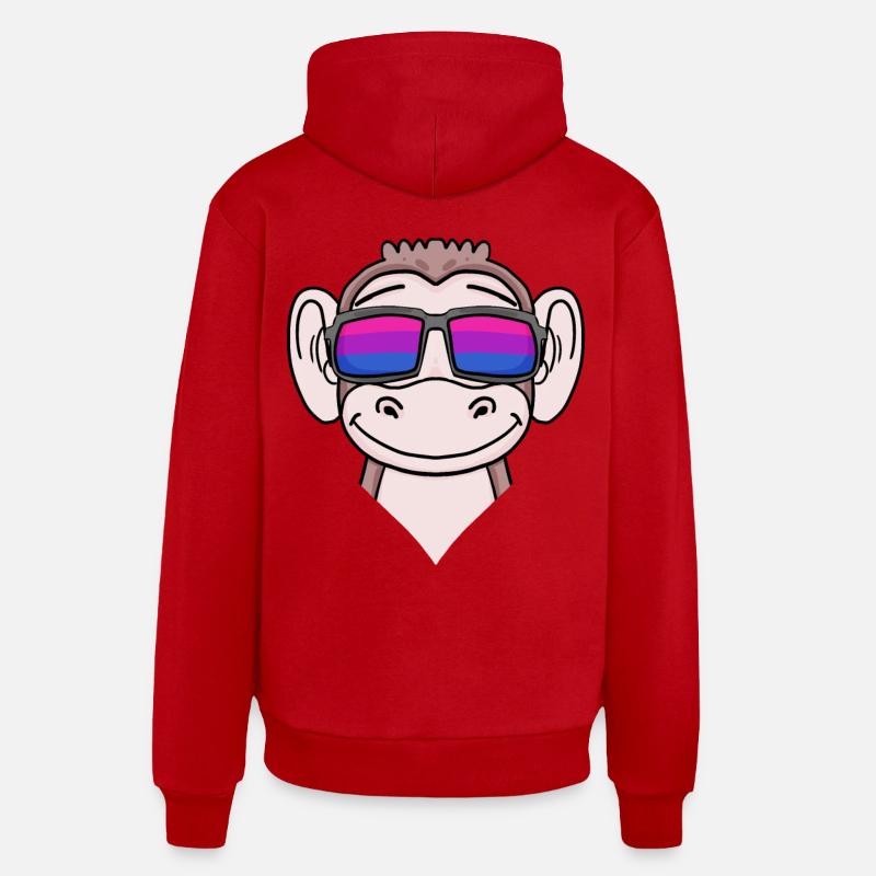 Cadeau de singe bisexuel - Sweat à capuche bio décontracté fabriqué en UE - rouge