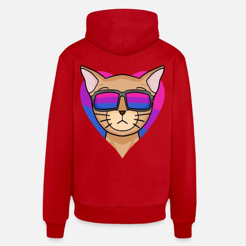 Cadeau de chat abyssinique bisexuel - Sweat à capuche bio décontracté fabriqué en UE - rouge