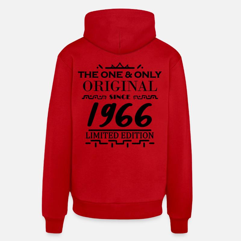 1966 - Année 1966 - Année 1966 - Sweat à capuche bio décontracté fabriqué en UE - rouge