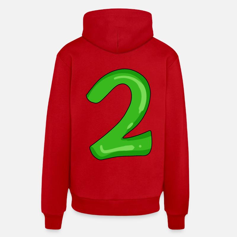 Deux - 2 - Numéro Numéro - Sweat à capuche bio décontracté fabriqué en UE - rouge