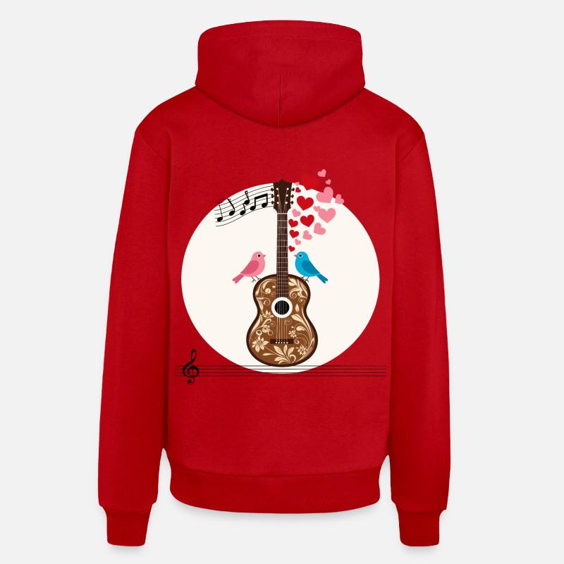 Guitare - Sweat à capuche bio décontracté fabriqué en UE - rouge