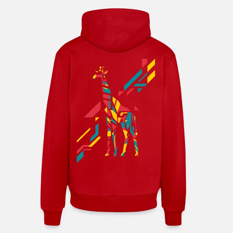 Bunte Abstrakte Giraffe Kunst - Organic Relaxed Hoodie Made in EU - Rot