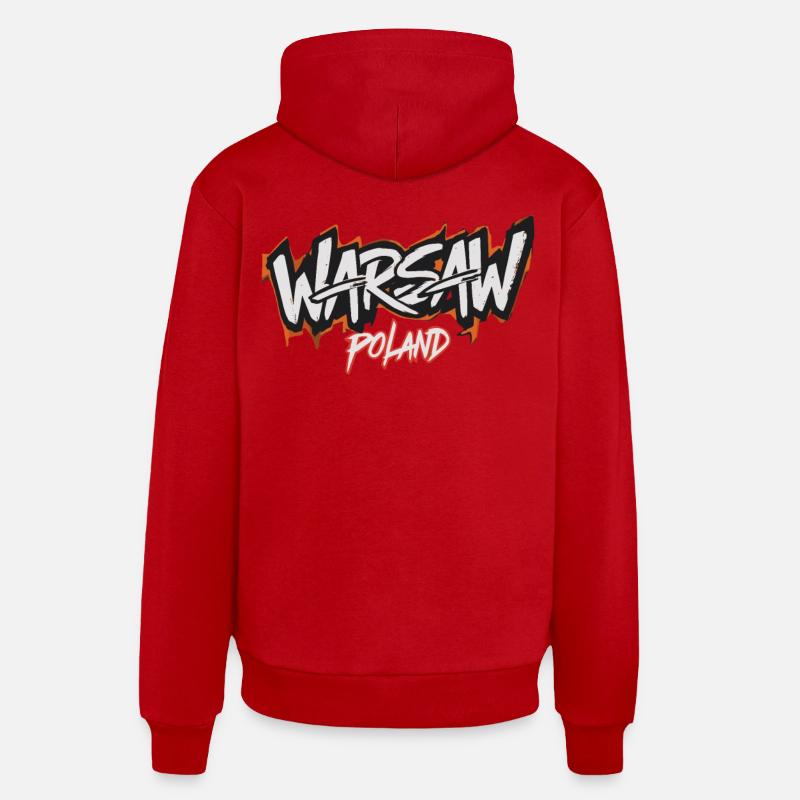 Varsovie Pologne Souvenir - Sweat à capuche bio décontracté fabriqué en UE - rouge