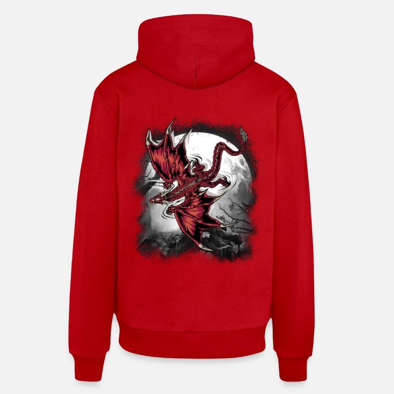 Dragon Dragon Créature mythique Mystique - Sweat à capuche bio décontracté fabriqué en UE - rouge
