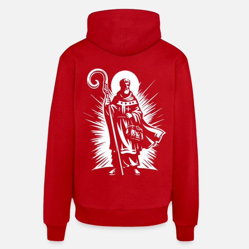 Saint-Nicolas – Design classique - Sweat à capuche bio décontracté fabriqué en UE - rouge