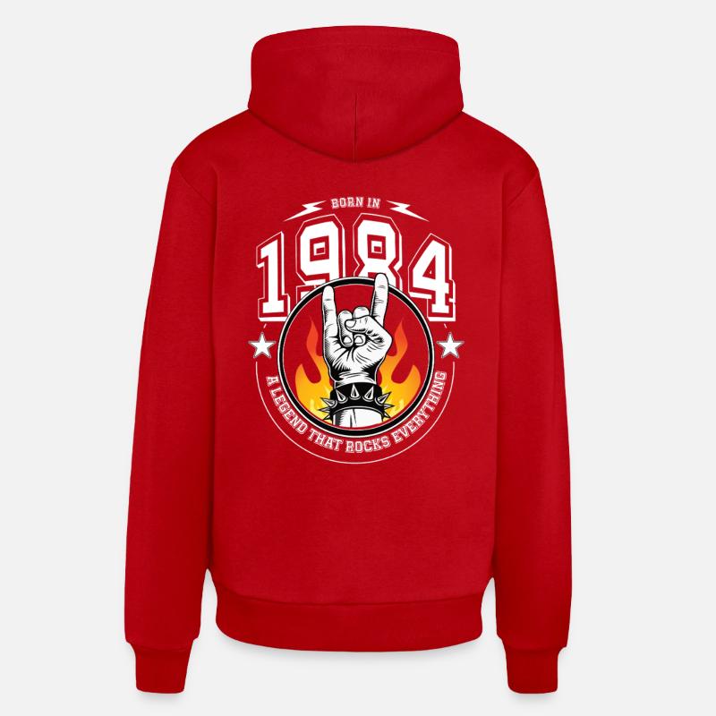 1984 Anniversaire, rock tout - Sweat à capuche bio décontracté fabriqué en UE - rouge