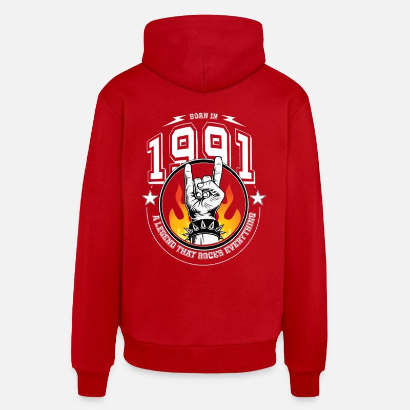 1991 Anniversaire, tout bascule - Sweat à capuche bio décontracté fabriqué en UE - rouge