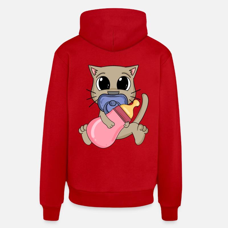 Motif de bébé chat - Sweat à capuche bio décontracté fabriqué en UE - rouge