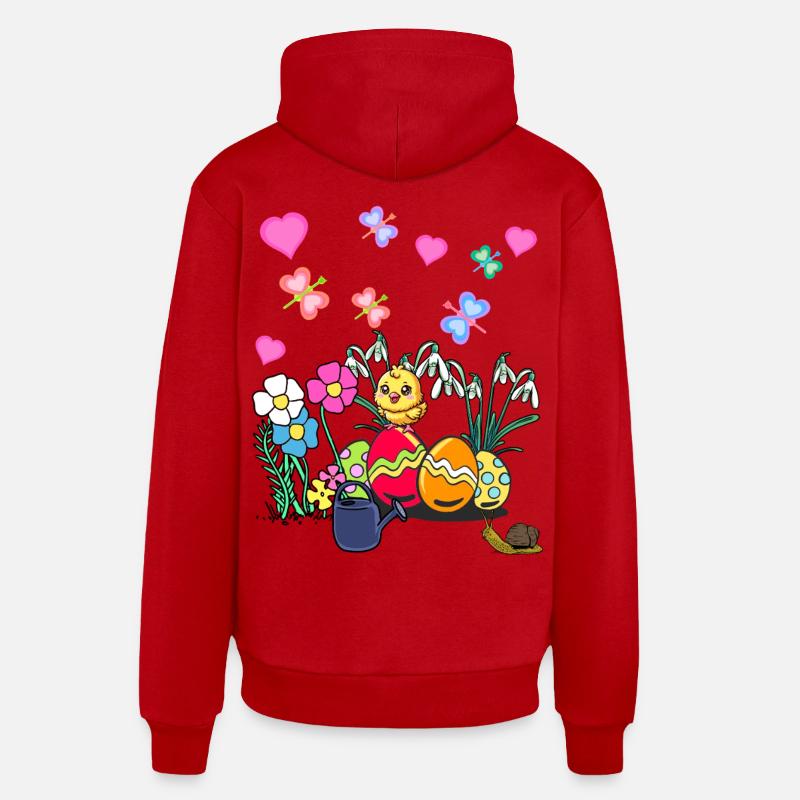 Pâques Enfants Poussin Enfant - Sweat à capuche bio décontracté fabriqué en UE - rouge