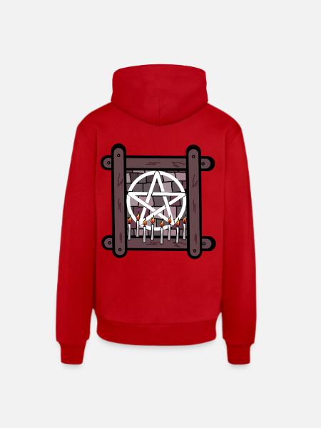 Occult Spiritual Satan Ritual Devil Pentagram - Organic Relaxed Hoodie Made in EU - red