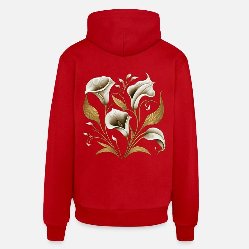 Lilies - Organic Relaxed Hoodie Made in EU - red