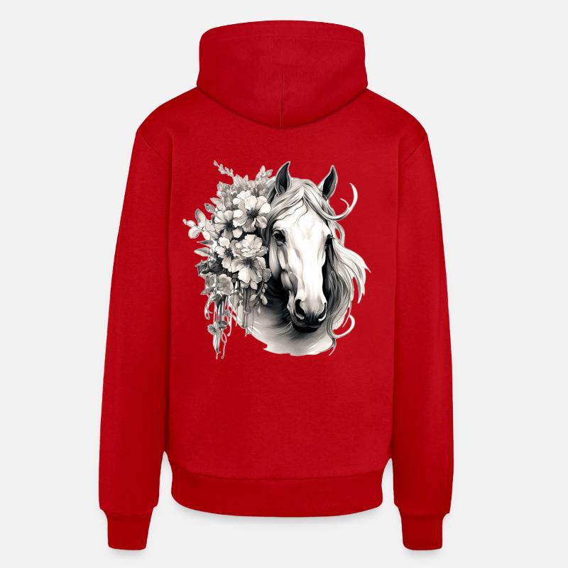 Pferd mit Blumen - Organic Relaxed Hoodie Made in EU - Rot