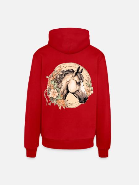 Pferd Boho - Organic Relaxed Hoodie Made in EU - Rot