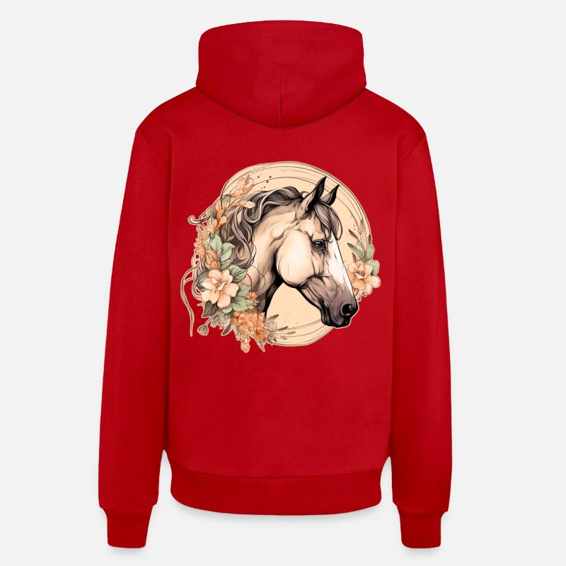 Cheval Boho - Sweat à capuche bio décontracté fabriqué en UE - rouge