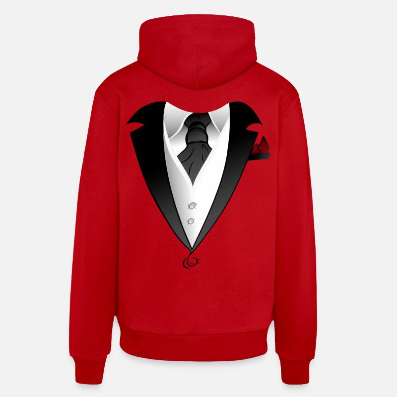 Costume avec veste cravate design - Sweat à capuche bio décontracté fabriqué en UE - rouge