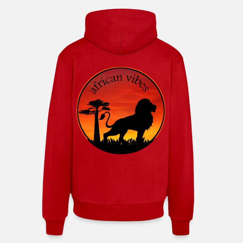 Lion 1 - Sweat à capuche bio décontracté fabriqué en UE - rouge