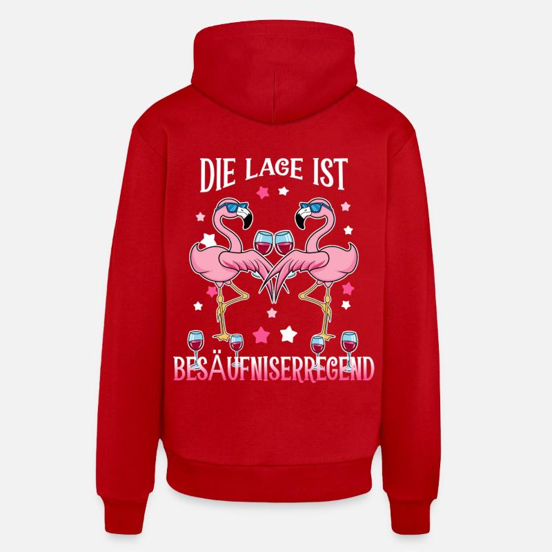 Flamants roses ivres - Sweat à capuche bio décontracté fabriqué en UE - rouge