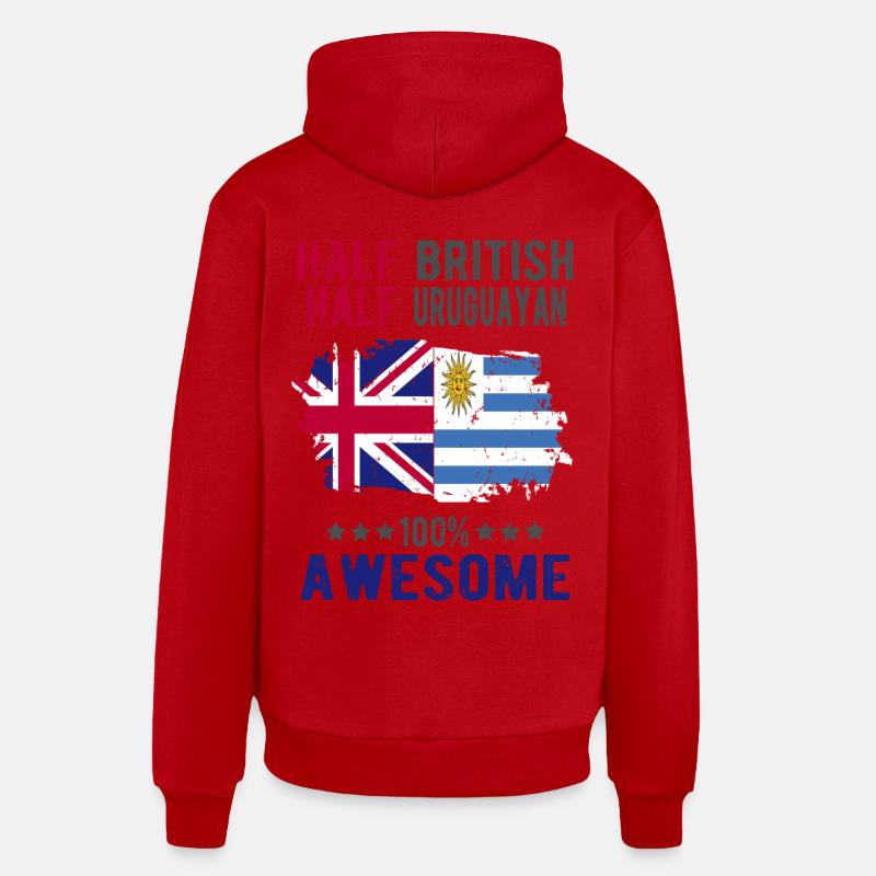 Moitié britannique moitié uruguayen - Sweat à capuche bio décontracté fabriqué en UE - rouge