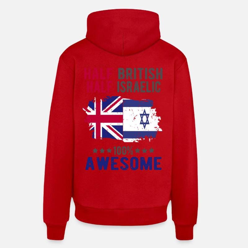 Moitié britannique moitié Isreali - Sweat à capuche bio décontracté fabriqué en UE - rouge