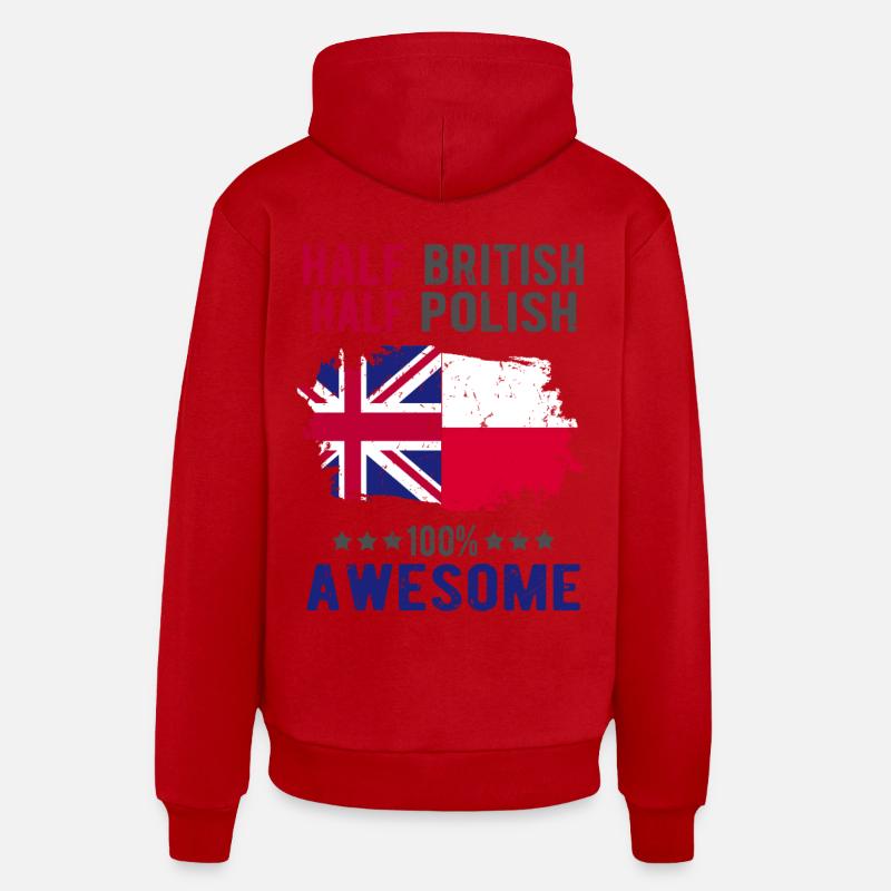 Moitié britannique moitié singapourien - Sweat à capuche bio décontracté fabriqué en UE - rouge