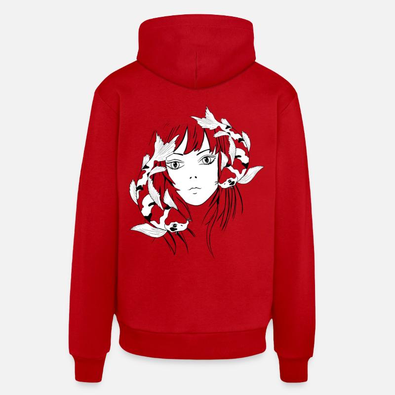 Manga Anime Koi - Sweat à capuche bio décontracté fabriqué en UE - rouge