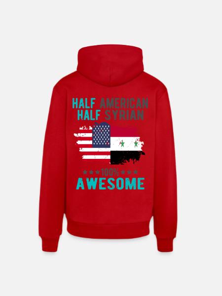 Half American Half Syrian - Organic Relaxed Hoodie Made in EU - red
