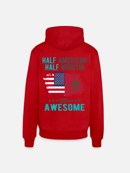 Half American Half Moroccan - Organic Relaxed Hoodie Made in EU - red