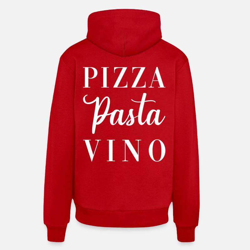 Pizza Pasta Vino - Sweat à capuche bio décontracté fabriqué en UE - rouge