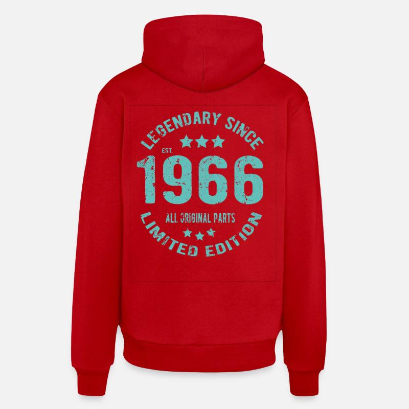 1966 anniversaire de la naissance - Sweat à capuche bio décontracté fabriqué en UE - rouge