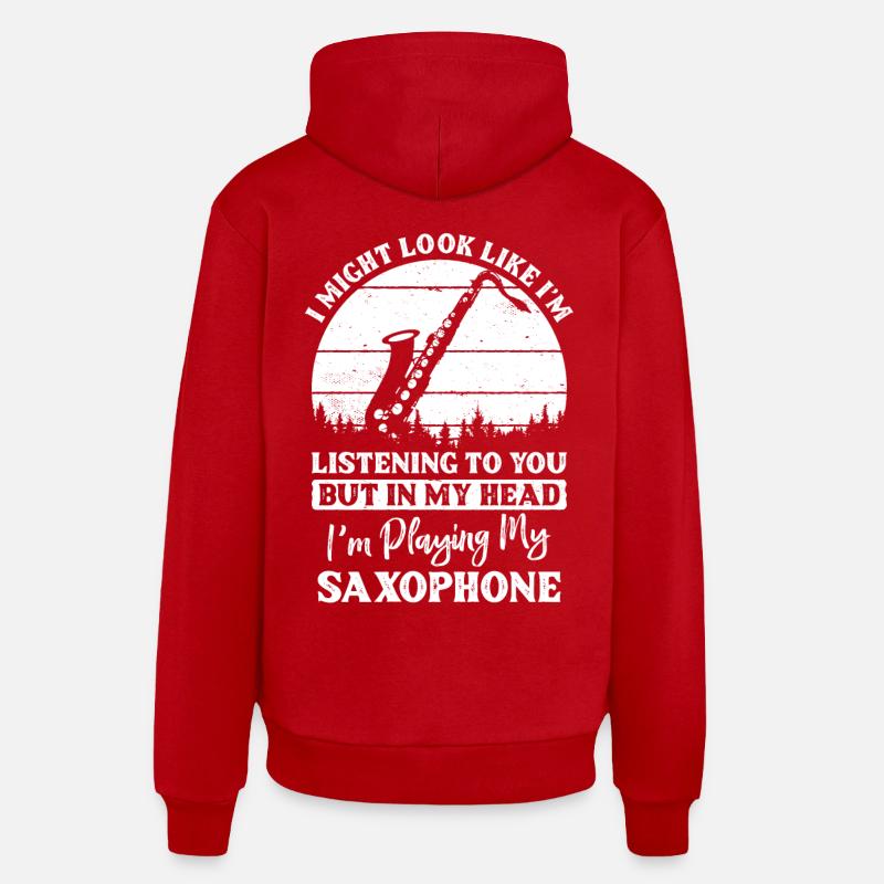 Saxophone - Sweat à capuche bio décontracté fabriqué en UE - rouge
