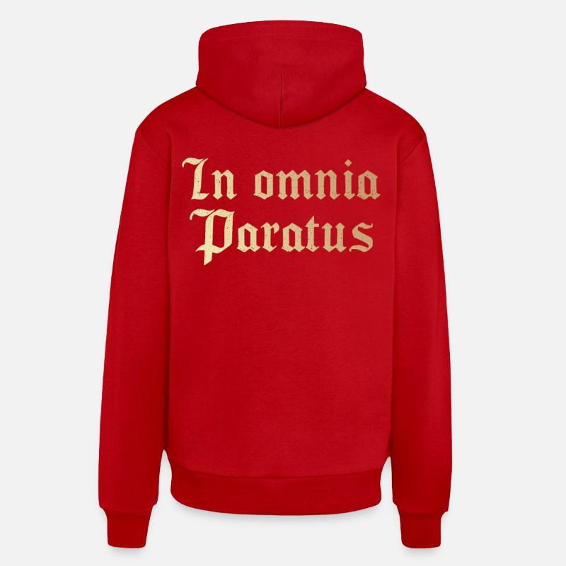 In omnia paratus - Sweat à capuche bio décontracté fabriqué en UE - rouge