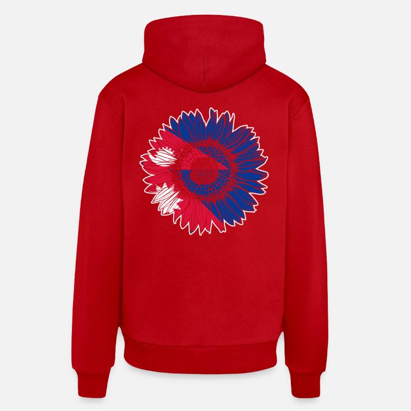 Drapeau du Népal Tournesol - Sweat à capuche bio décontracté fabriqué en UE - rouge