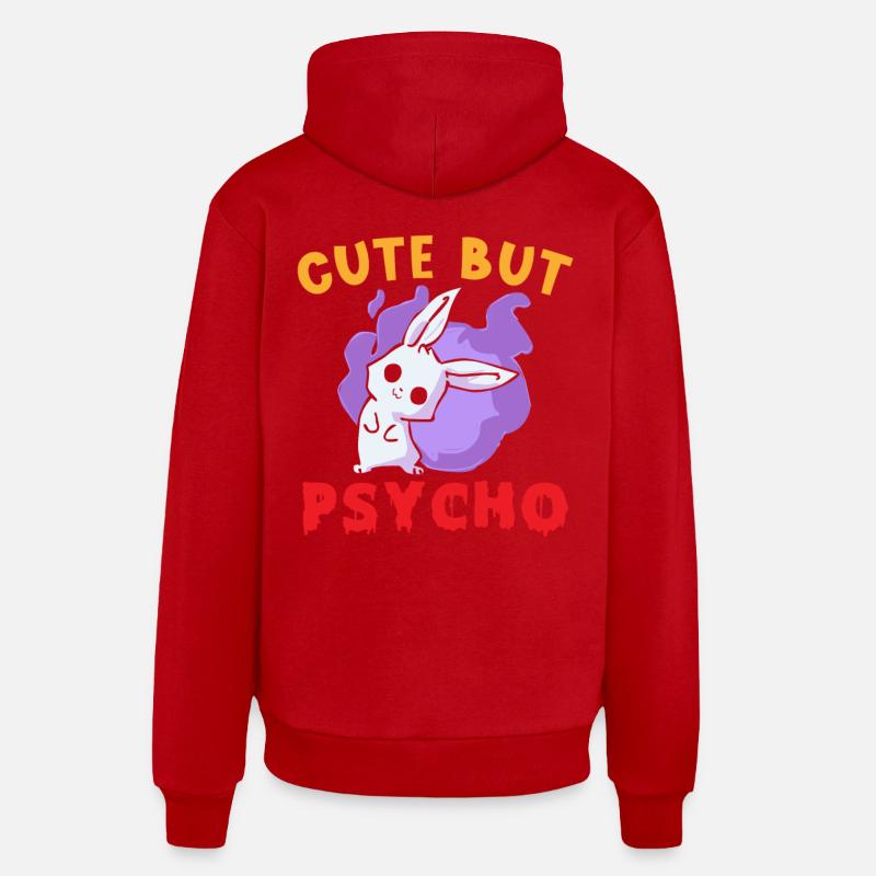 Mignon mais Psycho Hase Goth - Sweat à capuche bio décontracté fabriqué en UE - rouge