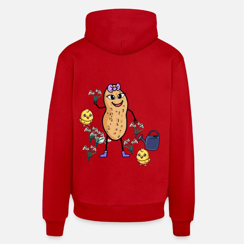 Cacahuète Printemps Pâques Poussin Perce-neige - Sweat à capuche bio décontracté fabriqué en UE - rouge