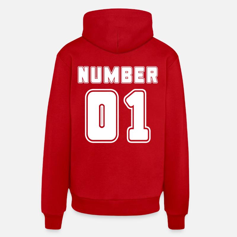 Numéro 1 - Sweat à capuche bio décontracté fabriqué en UE - rouge